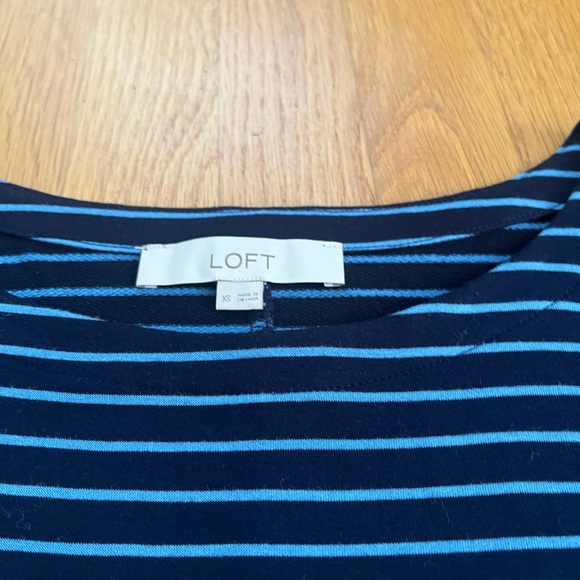 LOFT Navy Blue/Light Blue Stripe Long Sleeve Top - Picture 2 of 4